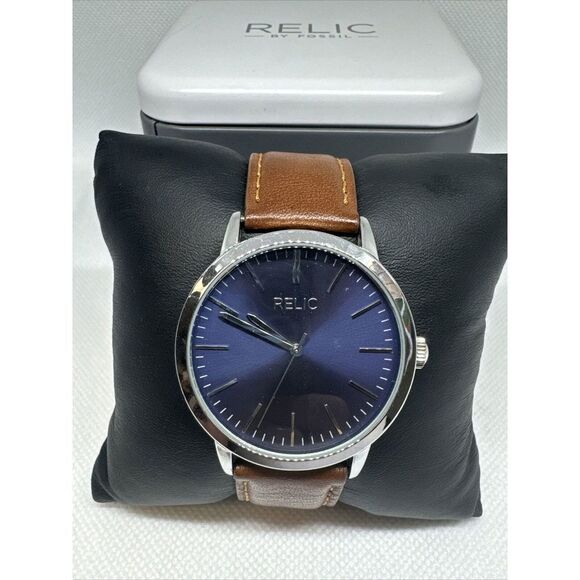 Relic by Fossil ZR77298 Men Brown Jeffery Leather Strap Analog Dial Watch YAY30 - Picture 1 of 9